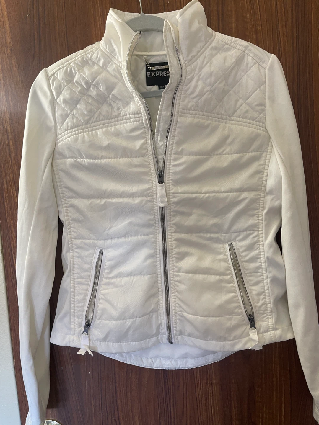 Express White Quilted Jacket - Size M