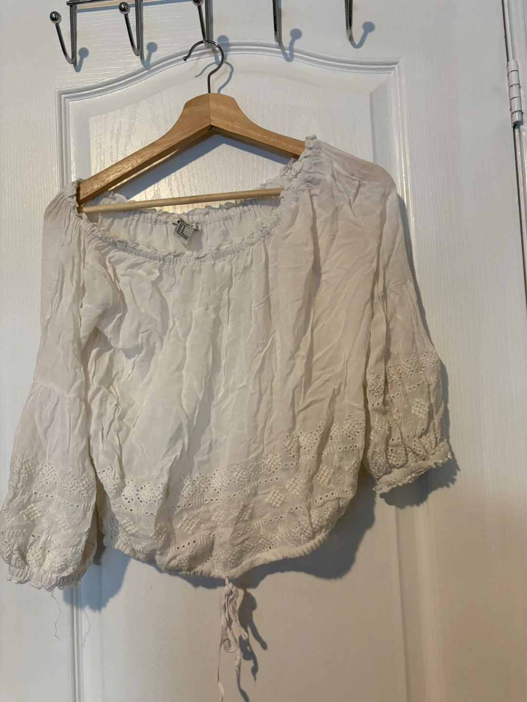 White Embroidered Off-the-Shoulder Blouse