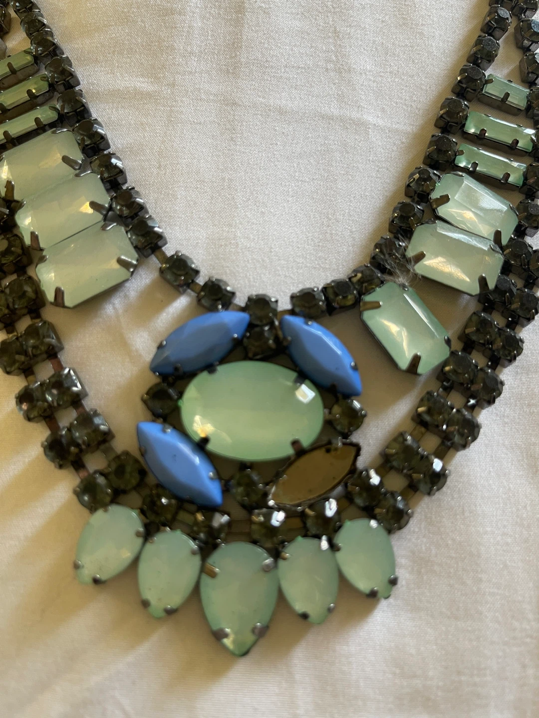 Statement Gem Necklace - Blue & Mint Green - photo 2