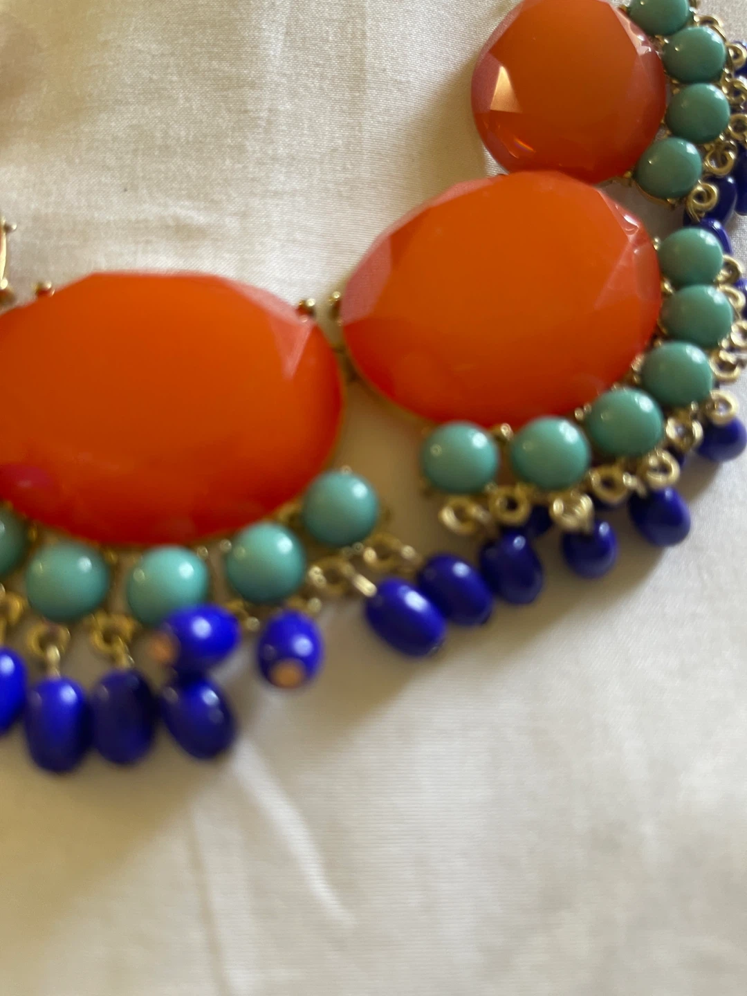 Statement Necklace - Orange, Blue & Teal Beads - photo 2