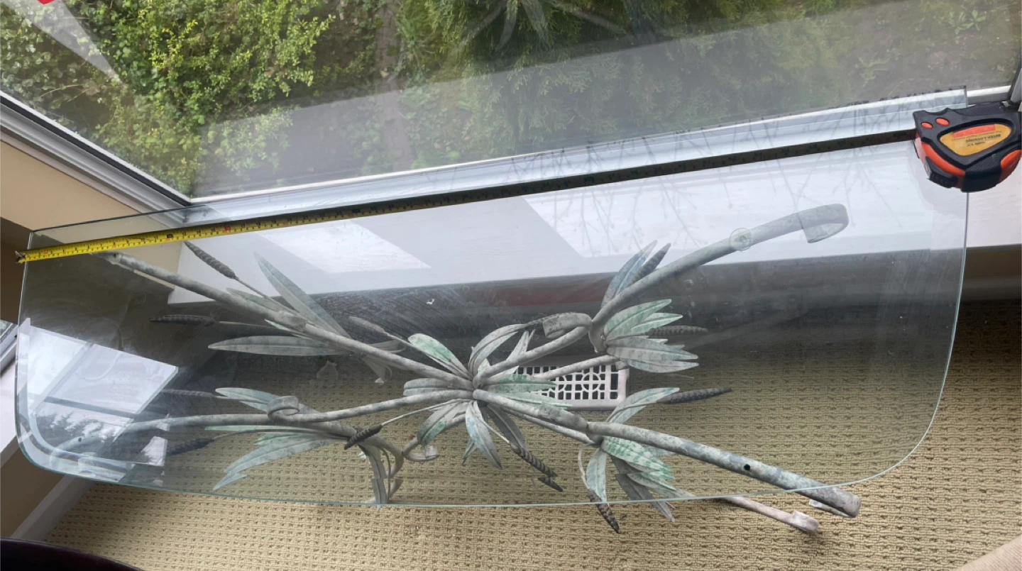 Metal and Glass Console Table with Floral Design - photo 3