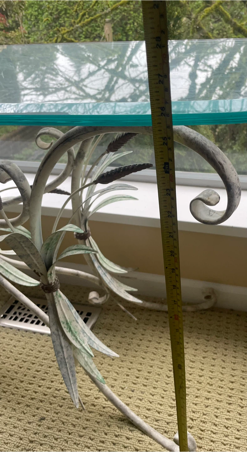 Metal and Glass Console Table with Floral Design - photo 5