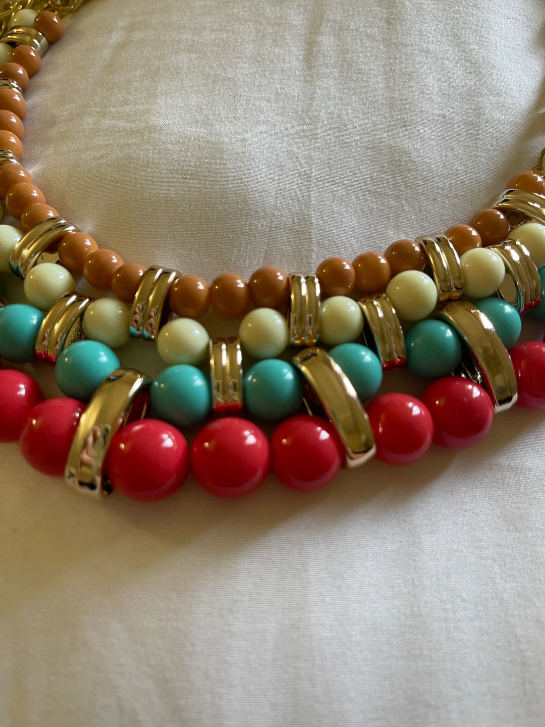 Multi-Color Beaded Statement Necklace with Gold Chain - photo 2