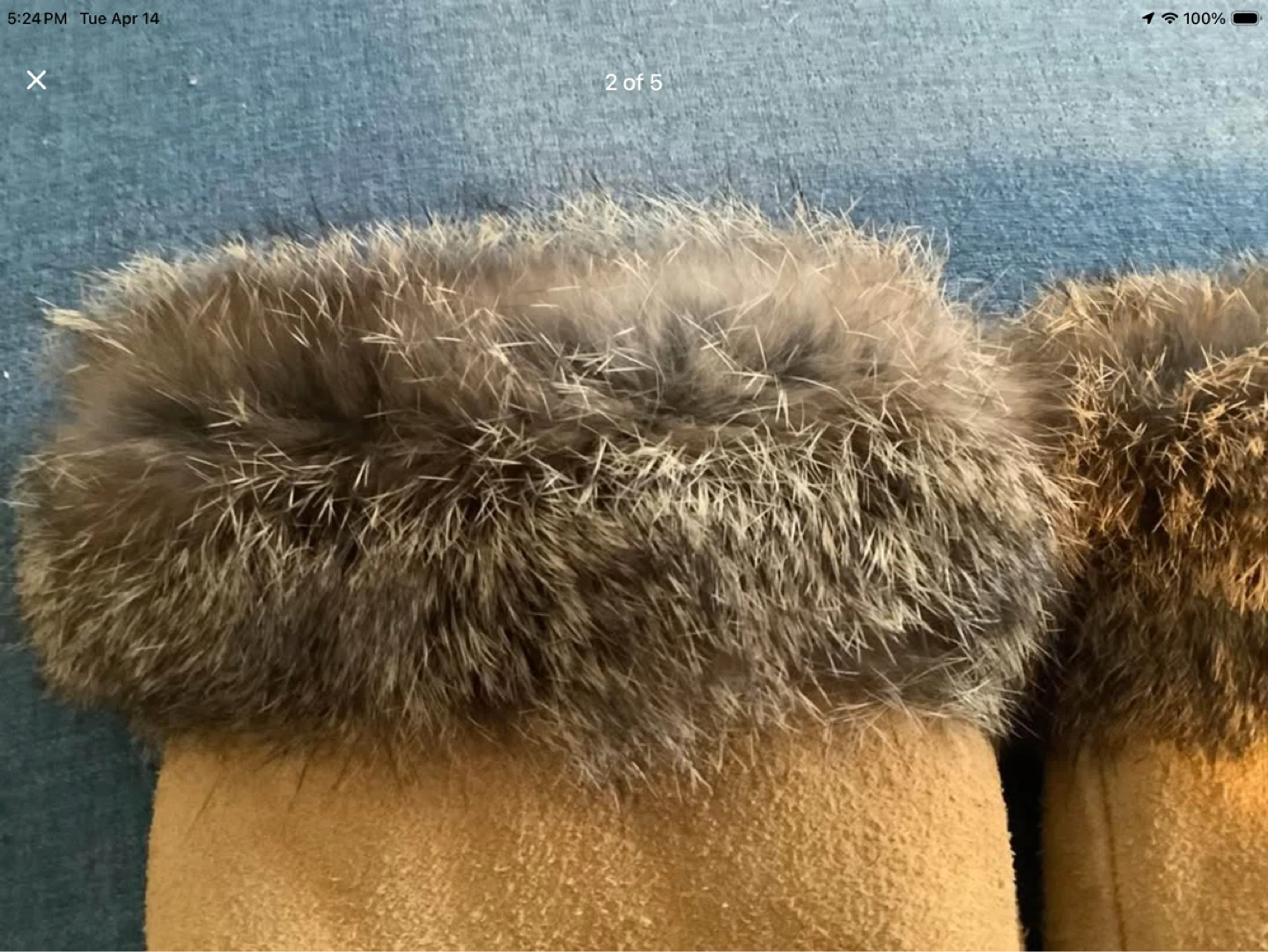 Vt Indigenous Suede Mittens with Fur Trim & a Beaded Design 🐞 - photo 2