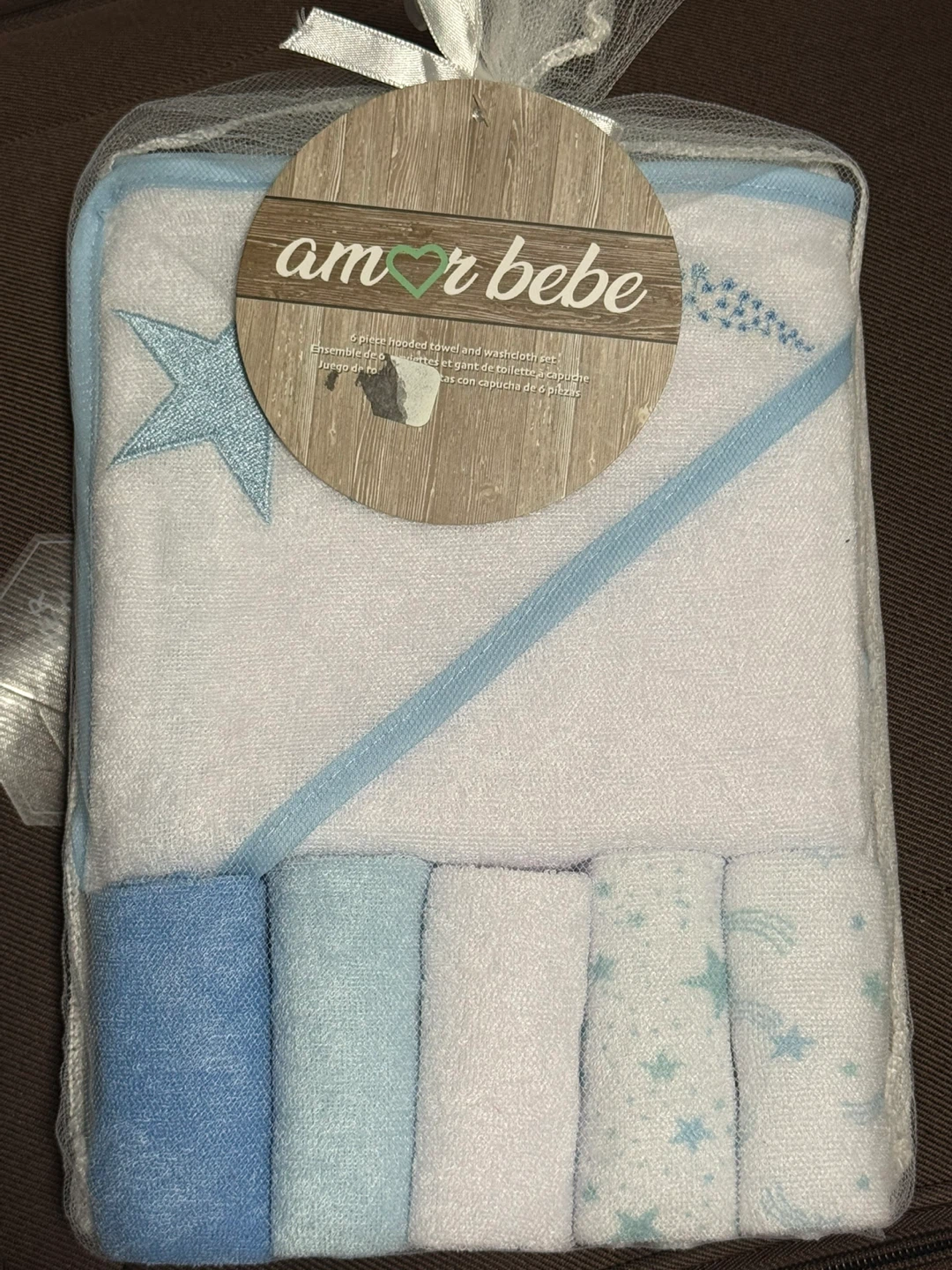 Amor Bebe 6-piece Hooded Towel and Washcloth Set - Bright Star - photo 2