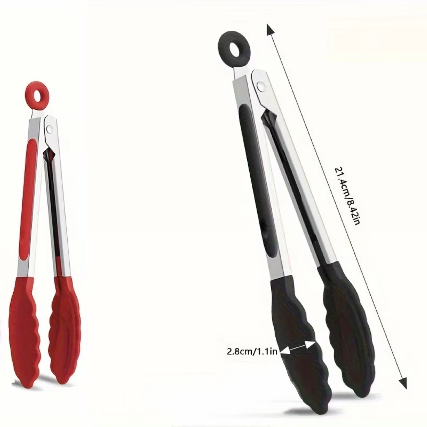 Set of 5 Kitchen Tongs - Stainless Steel with Silicone Tips - photo 2