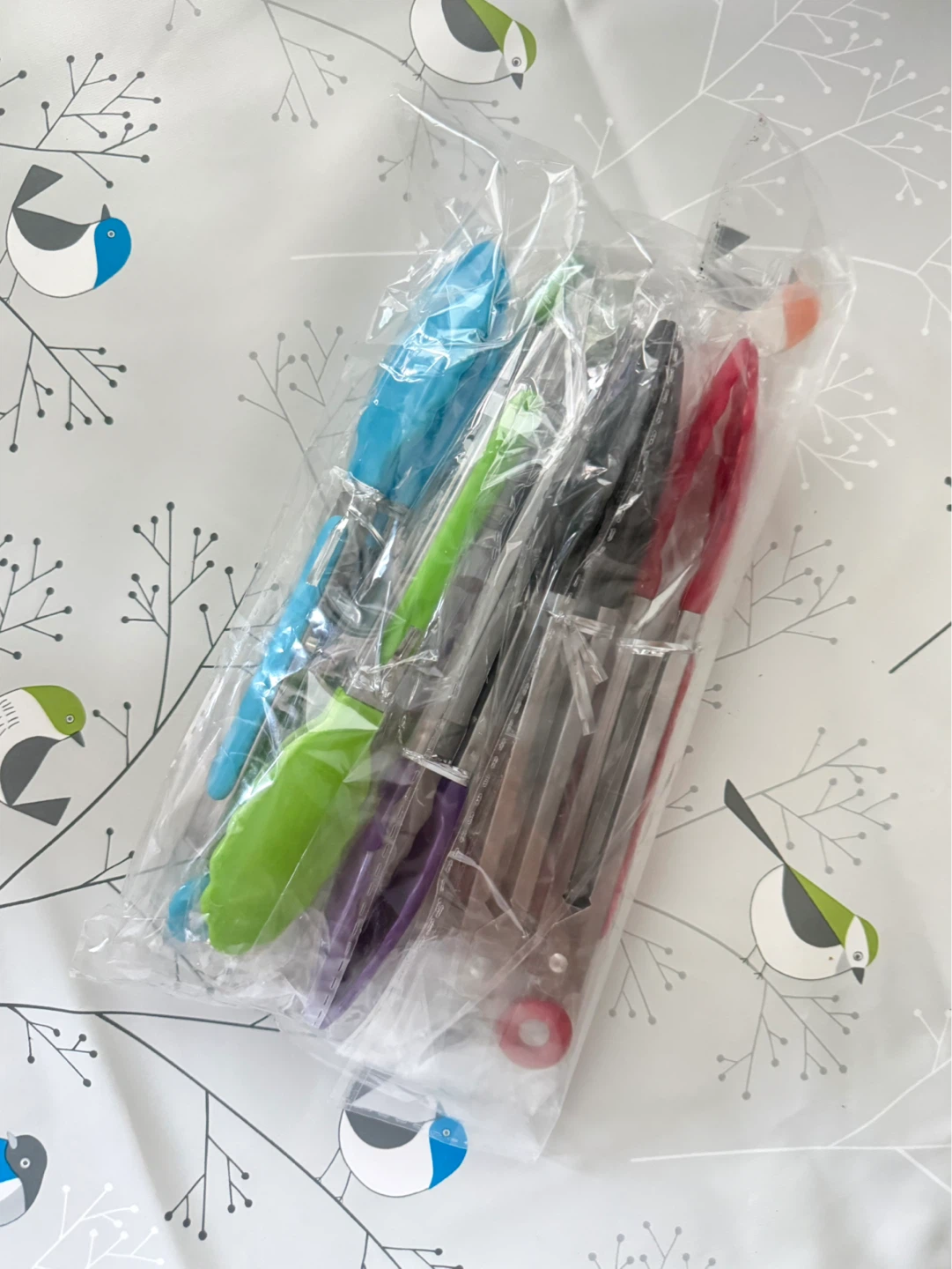 Set of 5 Kitchen Tongs - Stainless Steel with Silicone Tips