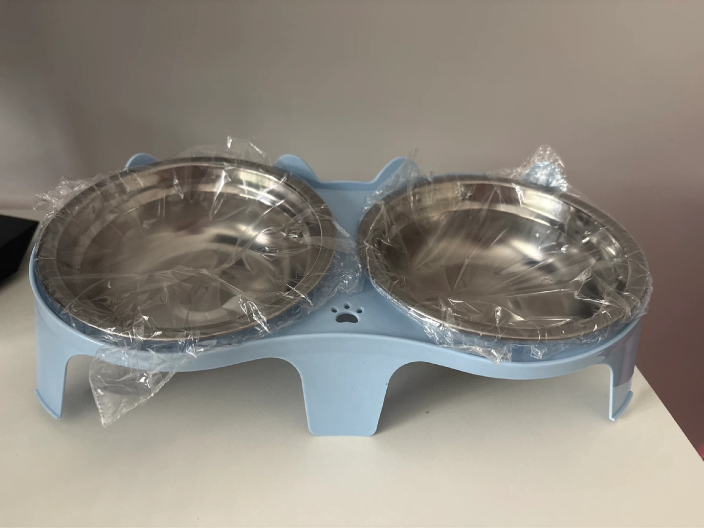 Light Blue Pet Feeder Bowls Set