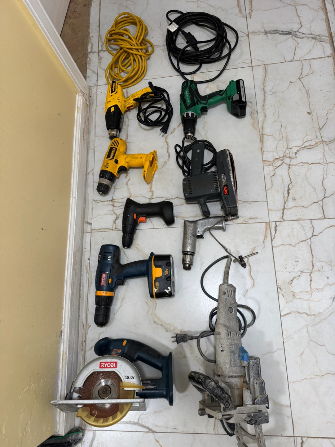 Assorted Power Tools: Dewalt, Hitachi, Ryobi, SKIL