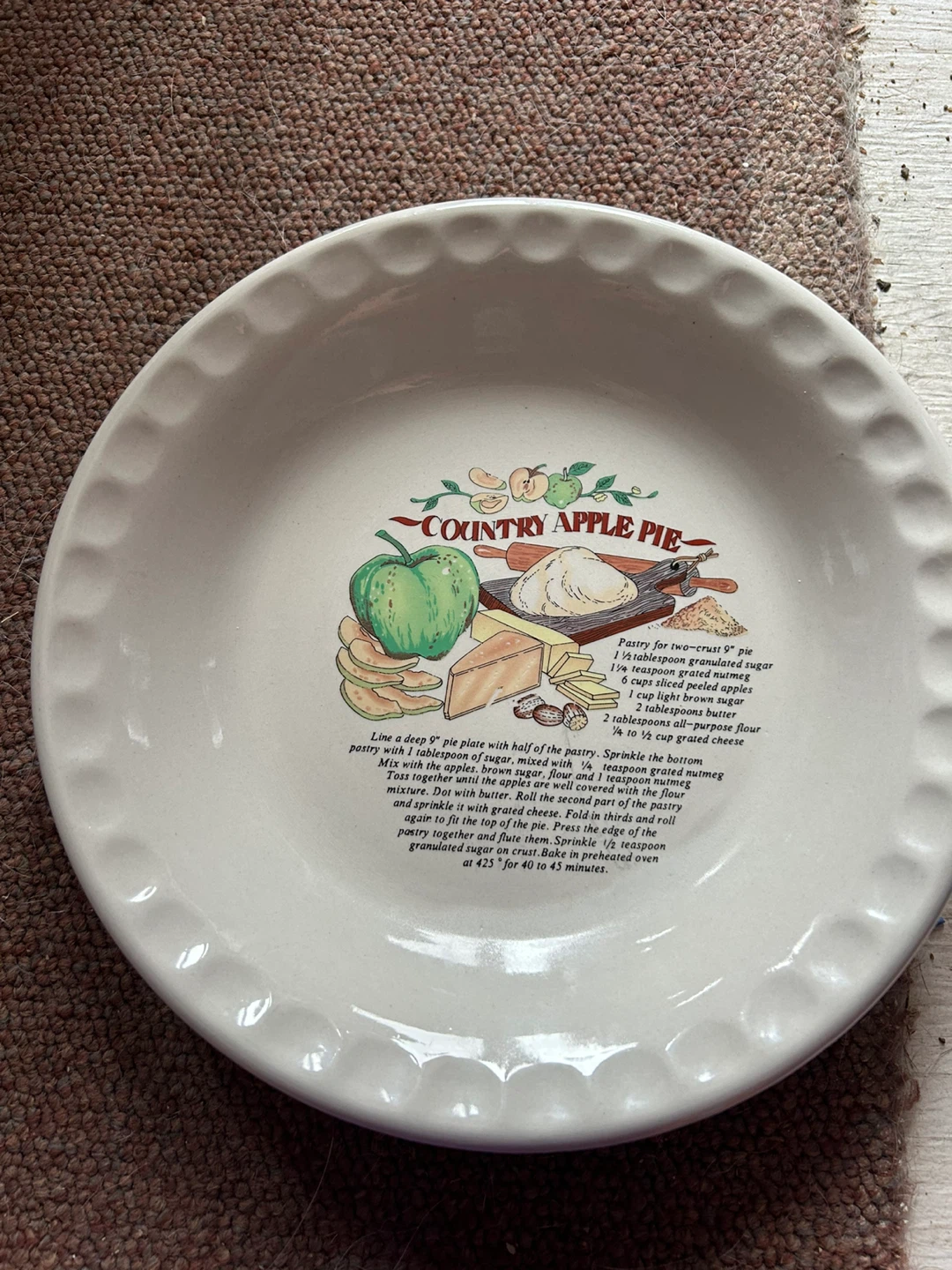 Country Apple Pie Ceramic Pie Plate