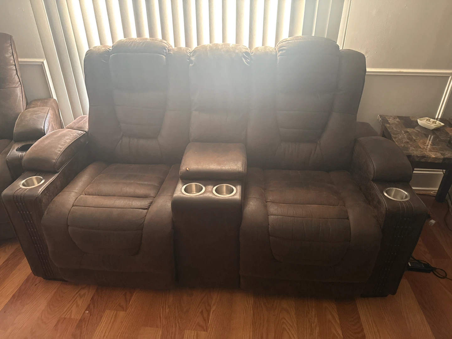 Brown Recliner with Cup Holders