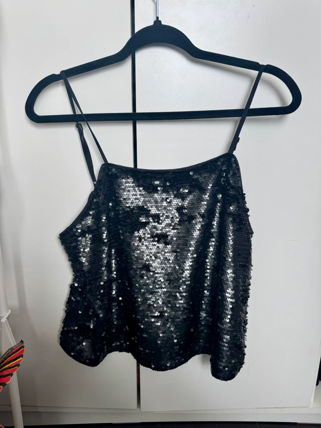 Black sequin cami top - Size 6