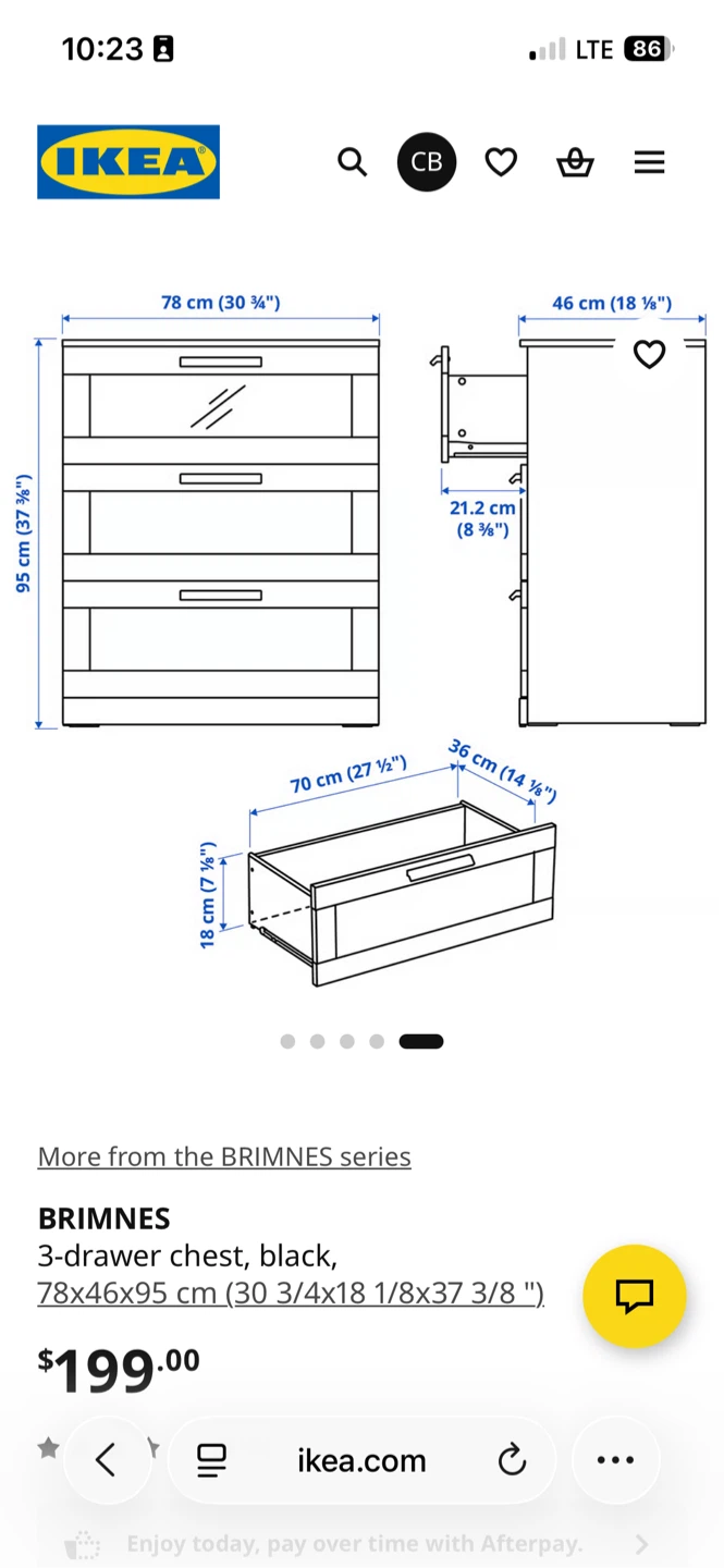 IKEA BRIMNES 3-drawer chest, black - photo 2