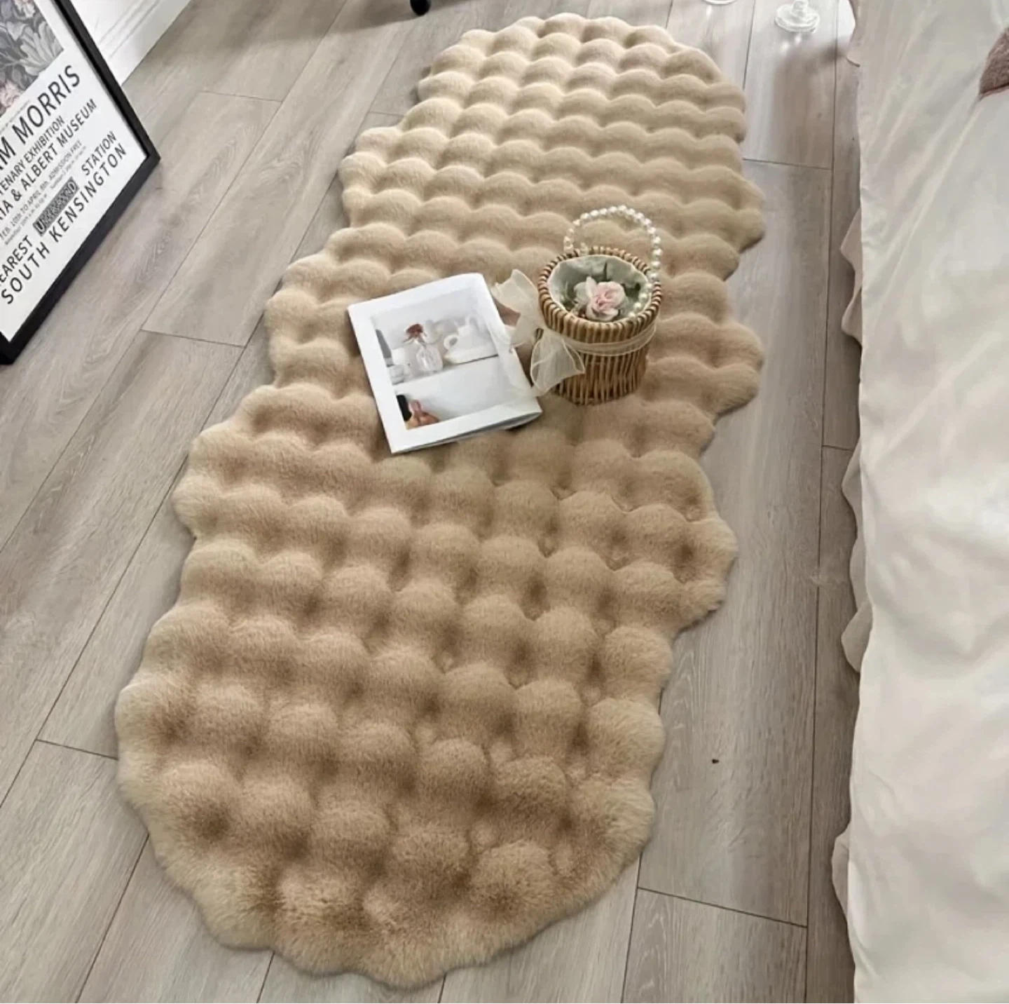Faux Fur Accent Rug - Beige