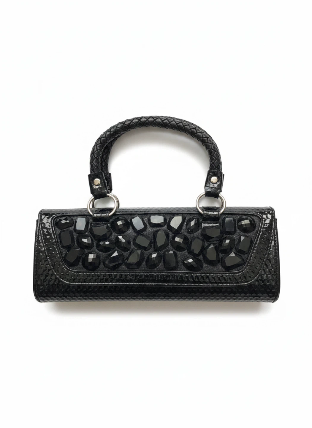 Black Embellished Clutch Purse with Handle