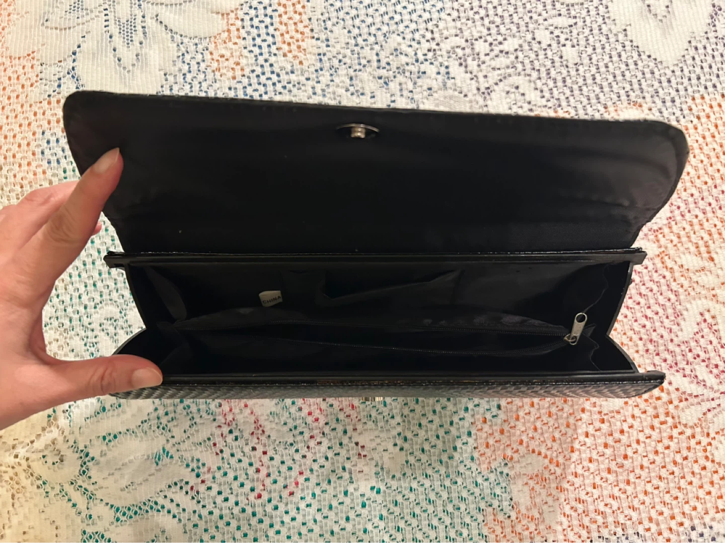 Black Embellished Clutch Purse with Handle - photo 3