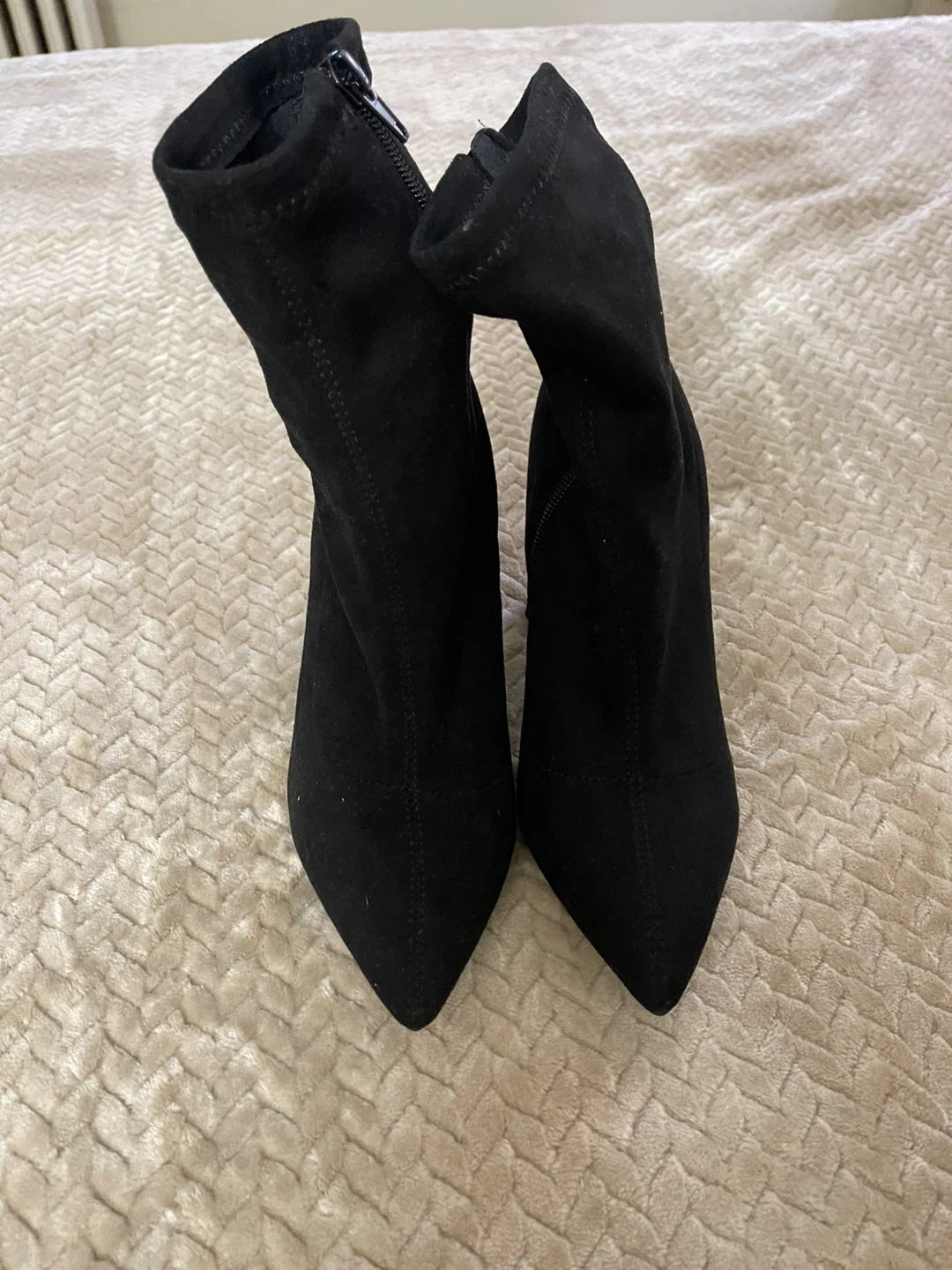 Black Suede Pointed Toe Ankle Boots - photo 3