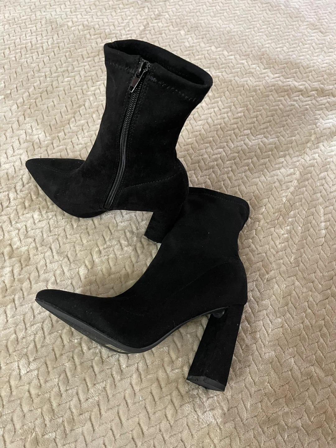 Black Suede Pointed Toe Ankle Boots - photo 2