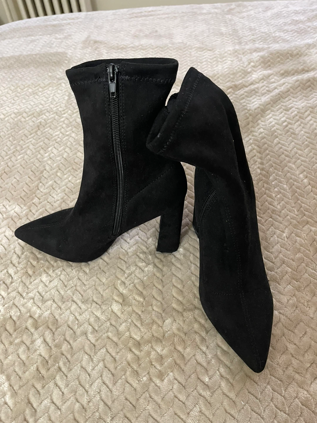 Black Suede Pointed Toe Ankle Boots