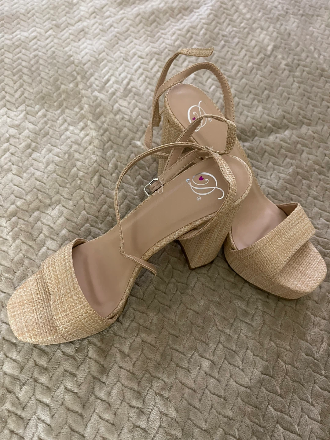 Women's Beige Strappy Heeled Sandals