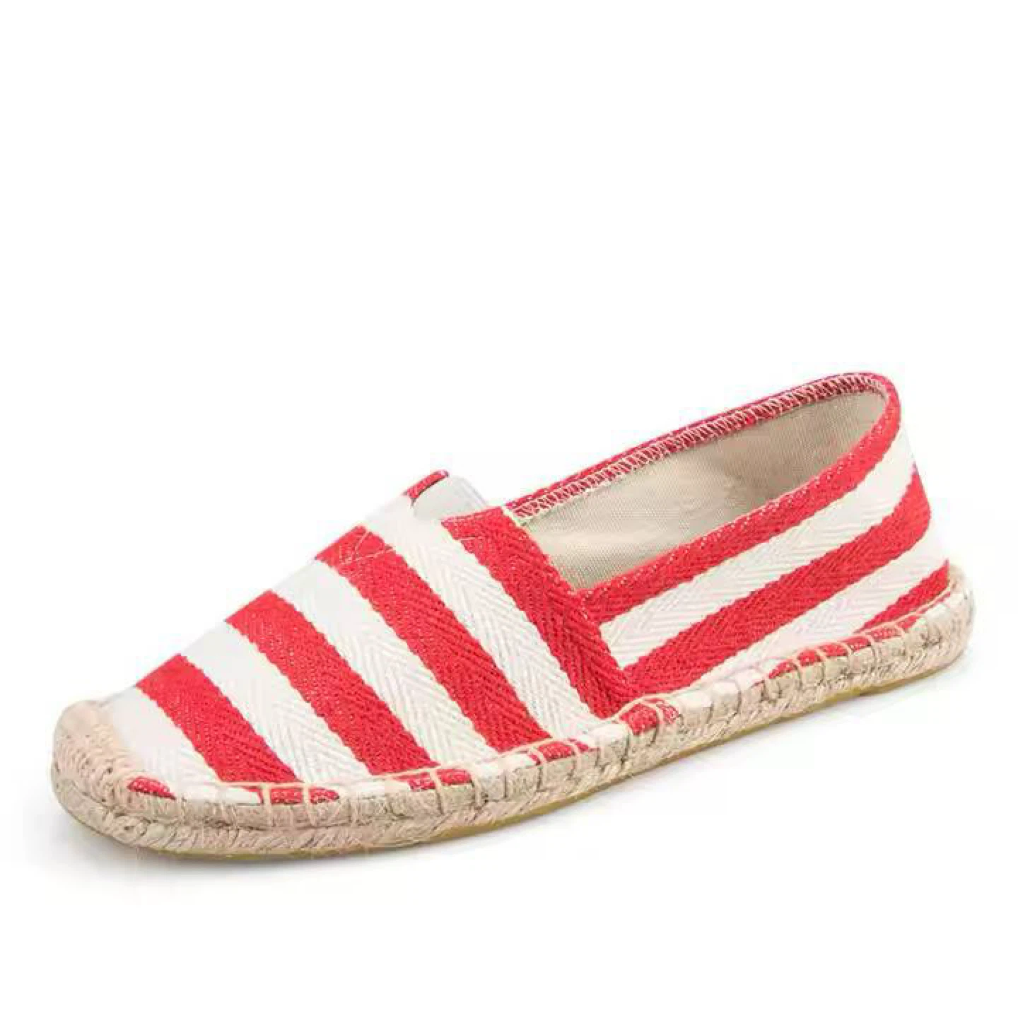 Red/black and White Striped Espadrille Flats - photo 5