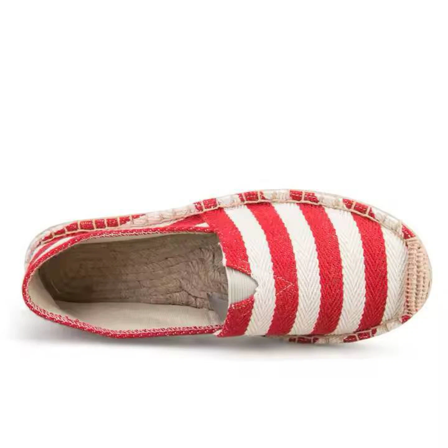 Red/black and White Striped Espadrille Flats - photo 4