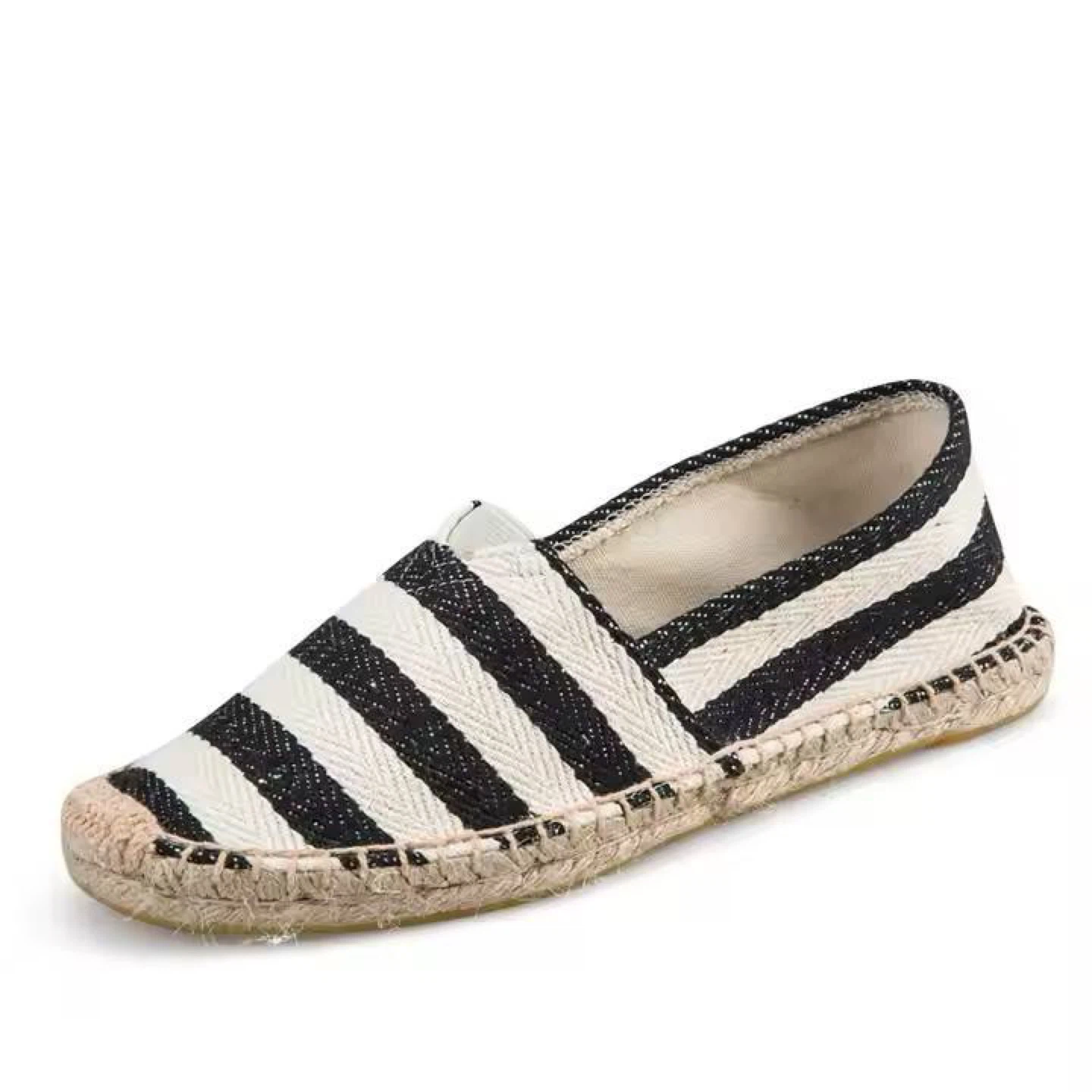 Red/black and White Striped Espadrille Flats - photo 3