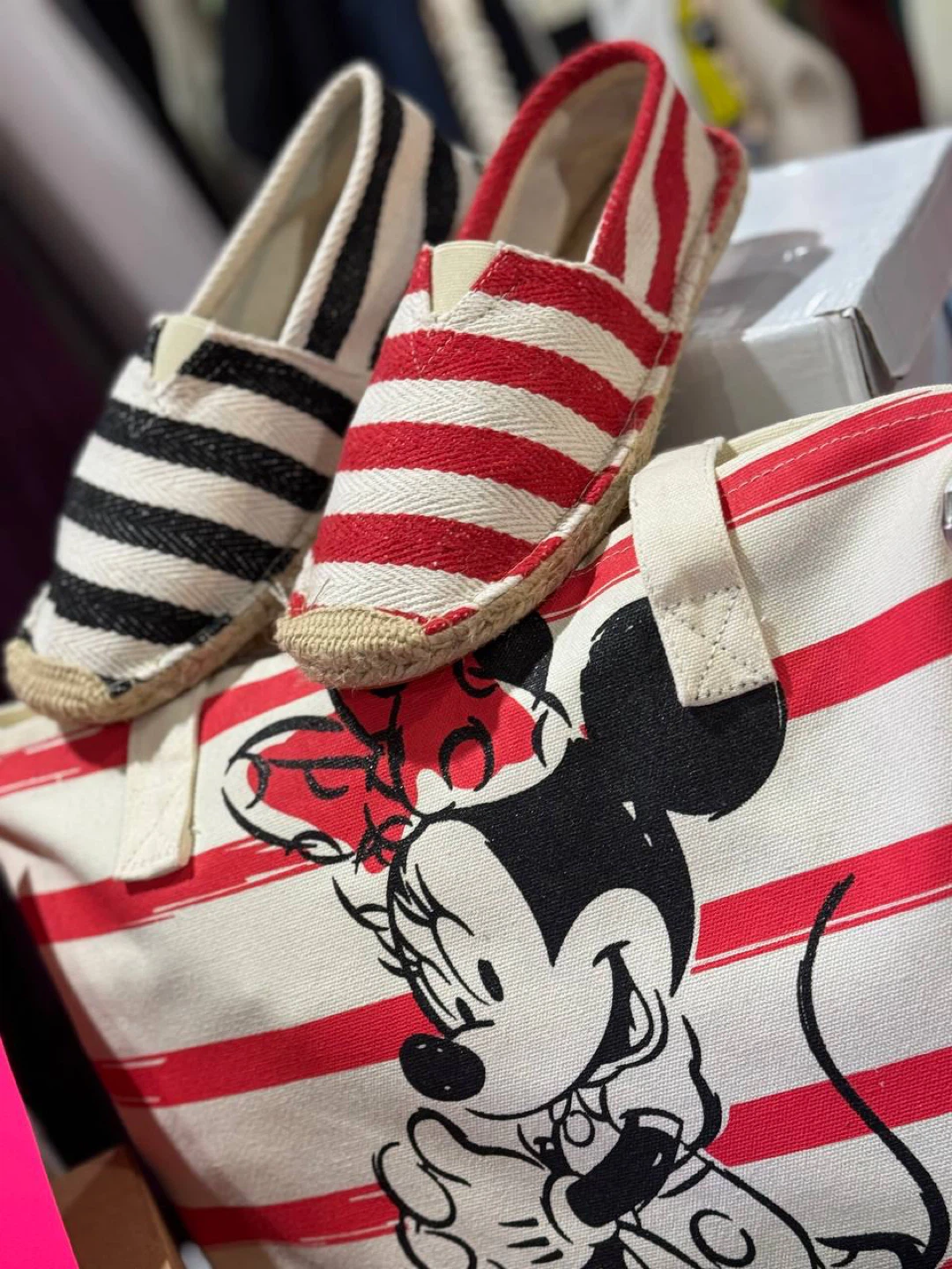 Red/black and White Striped Espadrille Flats - photo 2