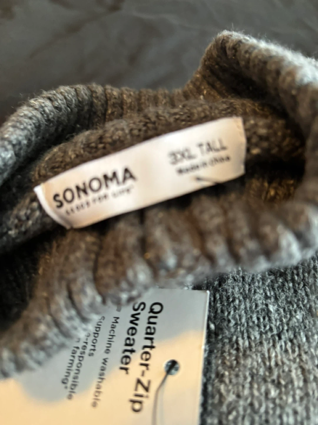 Sonoma Quarter-Zip Sweater 3XL Tall Grey - photo 3