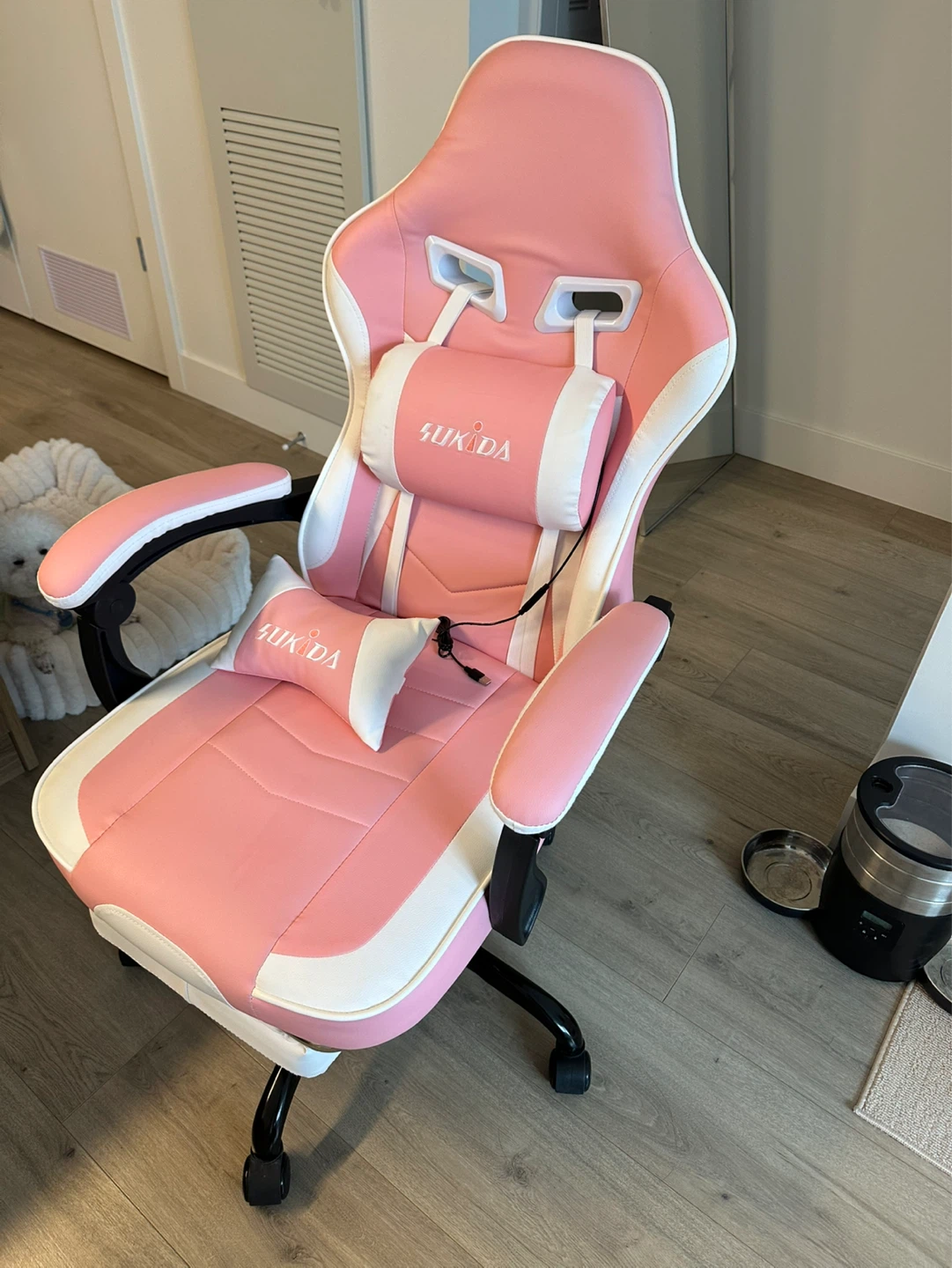 Pink SUKIDA Gaming Chair with Footrest - photo 2