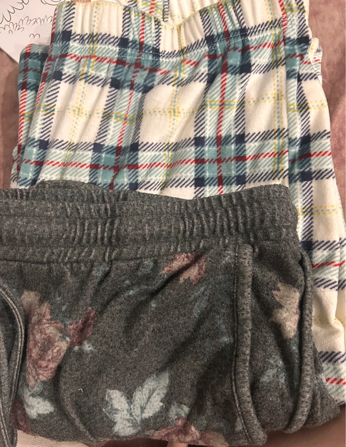 Fleece Pajama Pants - Plaid and Floral