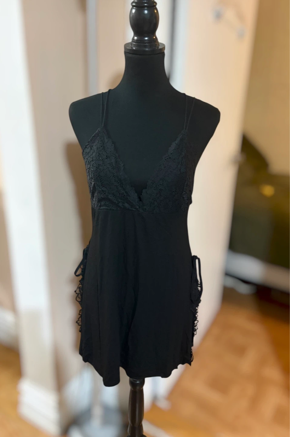 RS LOVE Black Lace Babydoll Nightgown XL