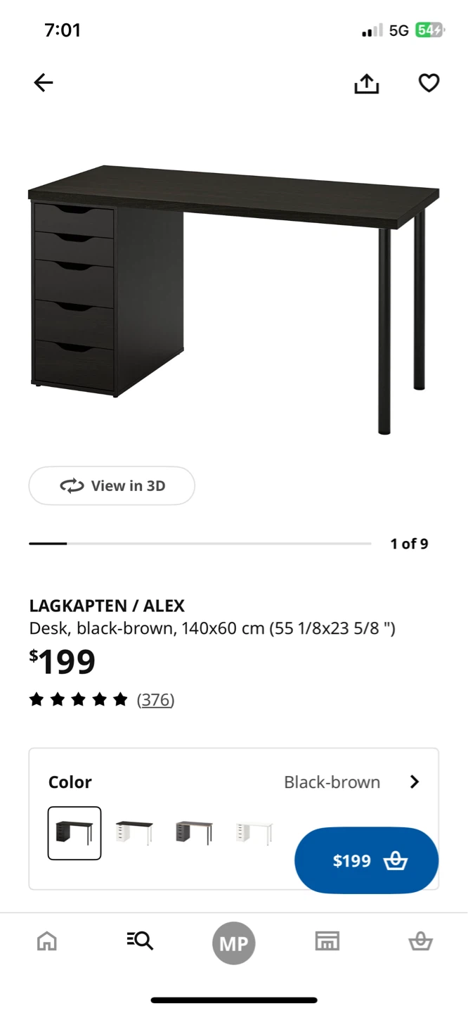 IKEA LAGKAPTEN / ALEX Desk - Black-brown - photo 4