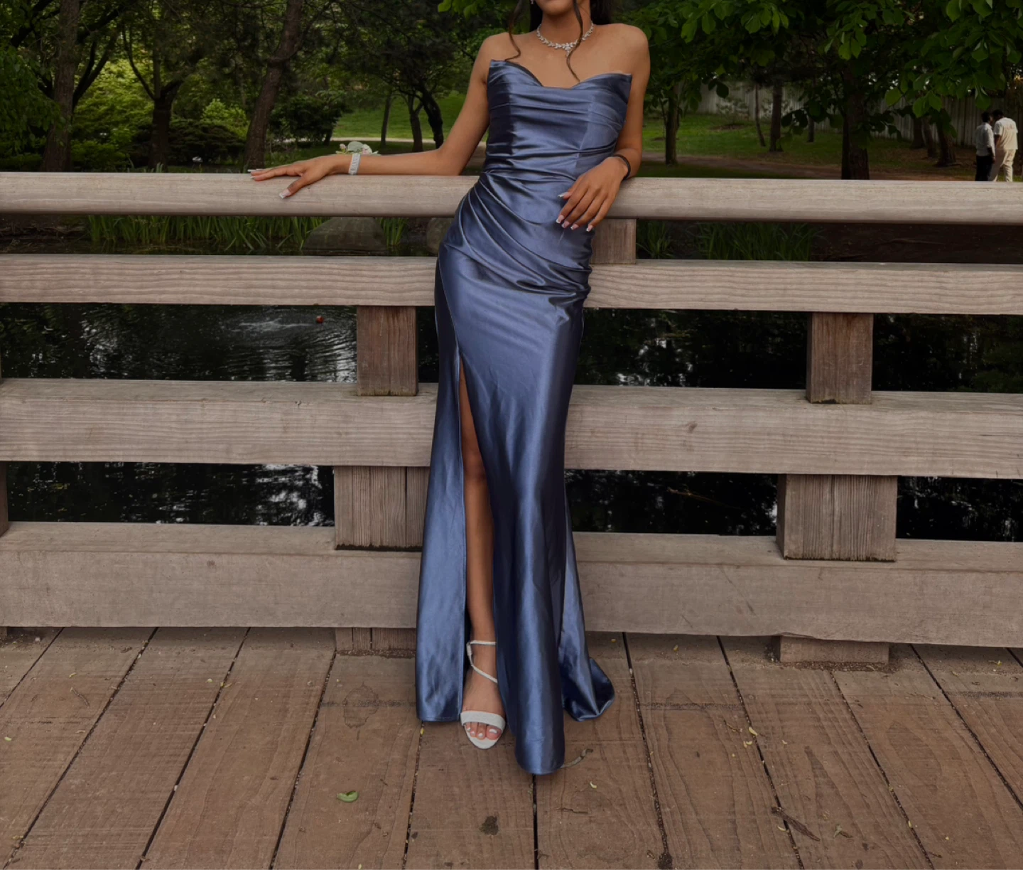 Blue strapless prom dress - photo 2