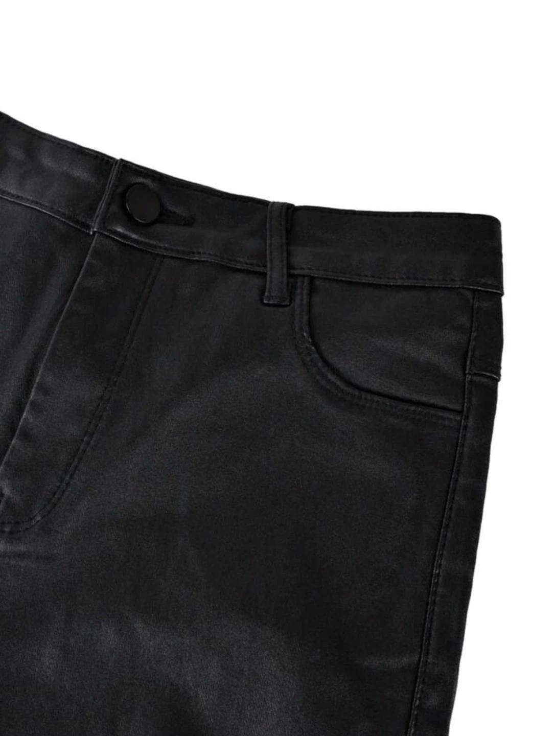 Black Faux Leather Skinny Pants - photo 4