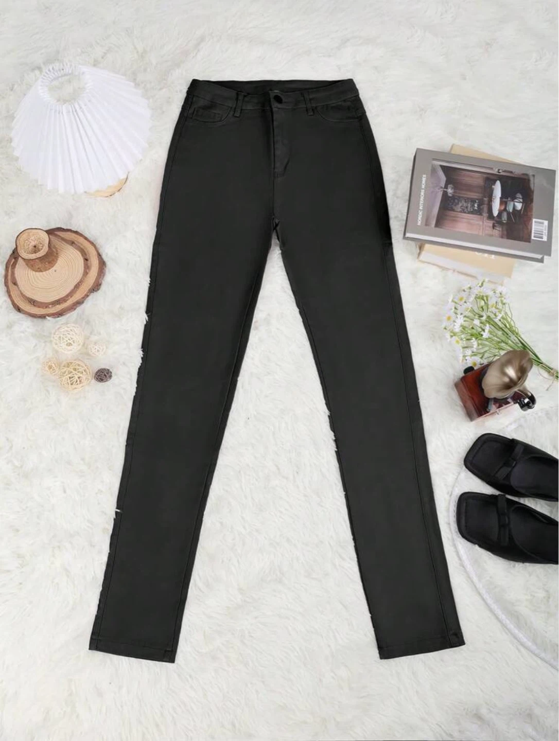 Black Faux Leather Skinny Pants - photo 3