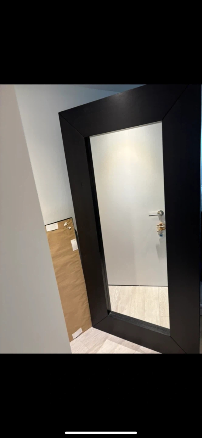 Large Black oversized wooden Framed Mirror - photo 2