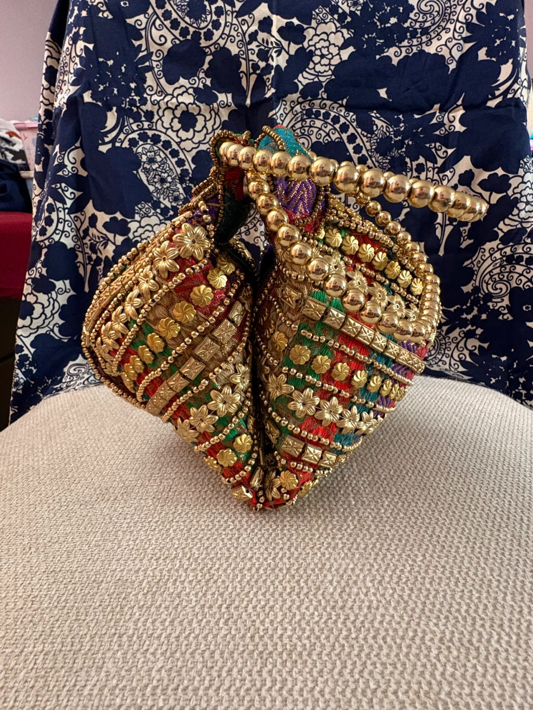 Embellished Beaded Handle Handbag - photo 2