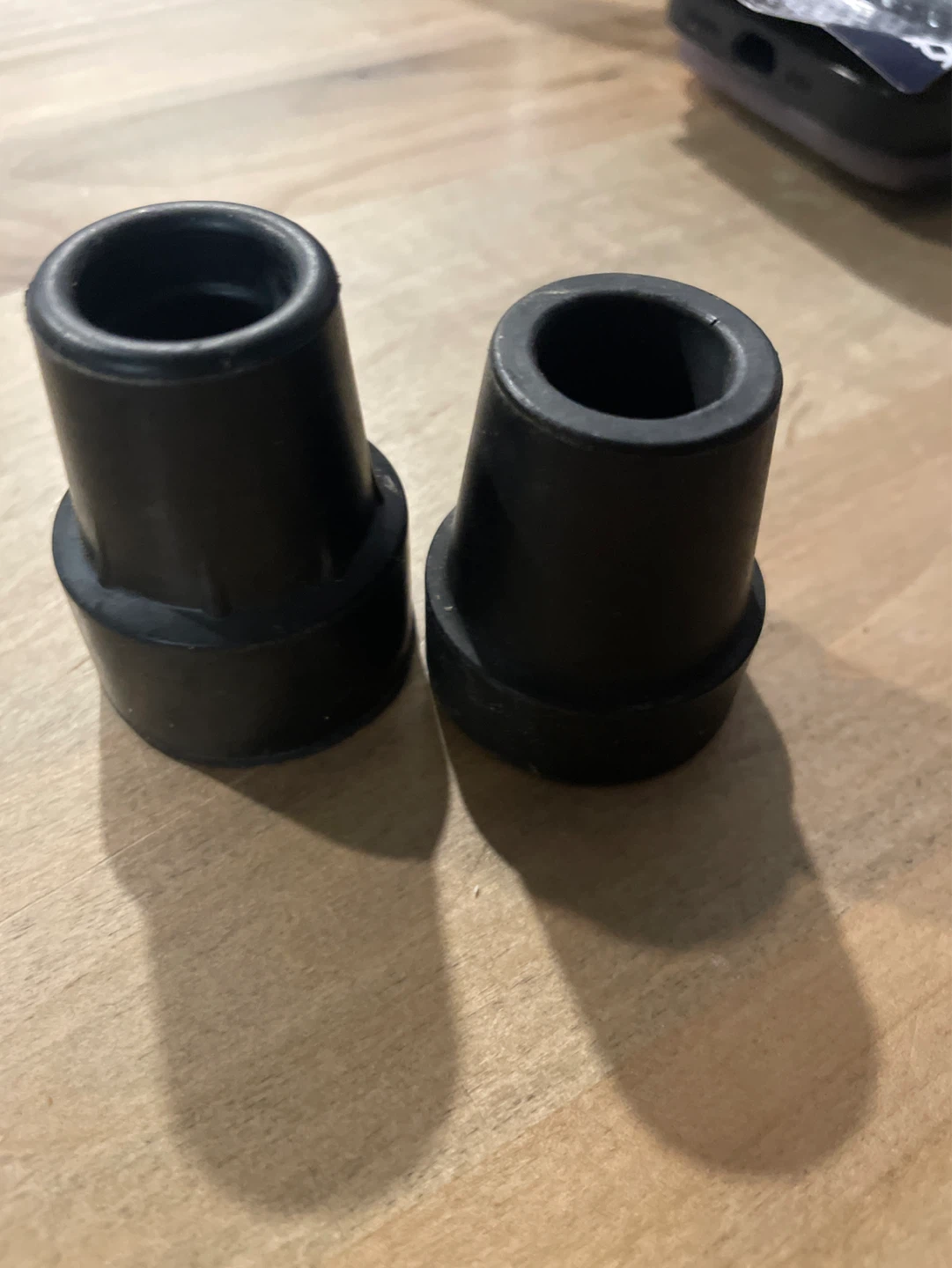 Pair of black rubber cane tips