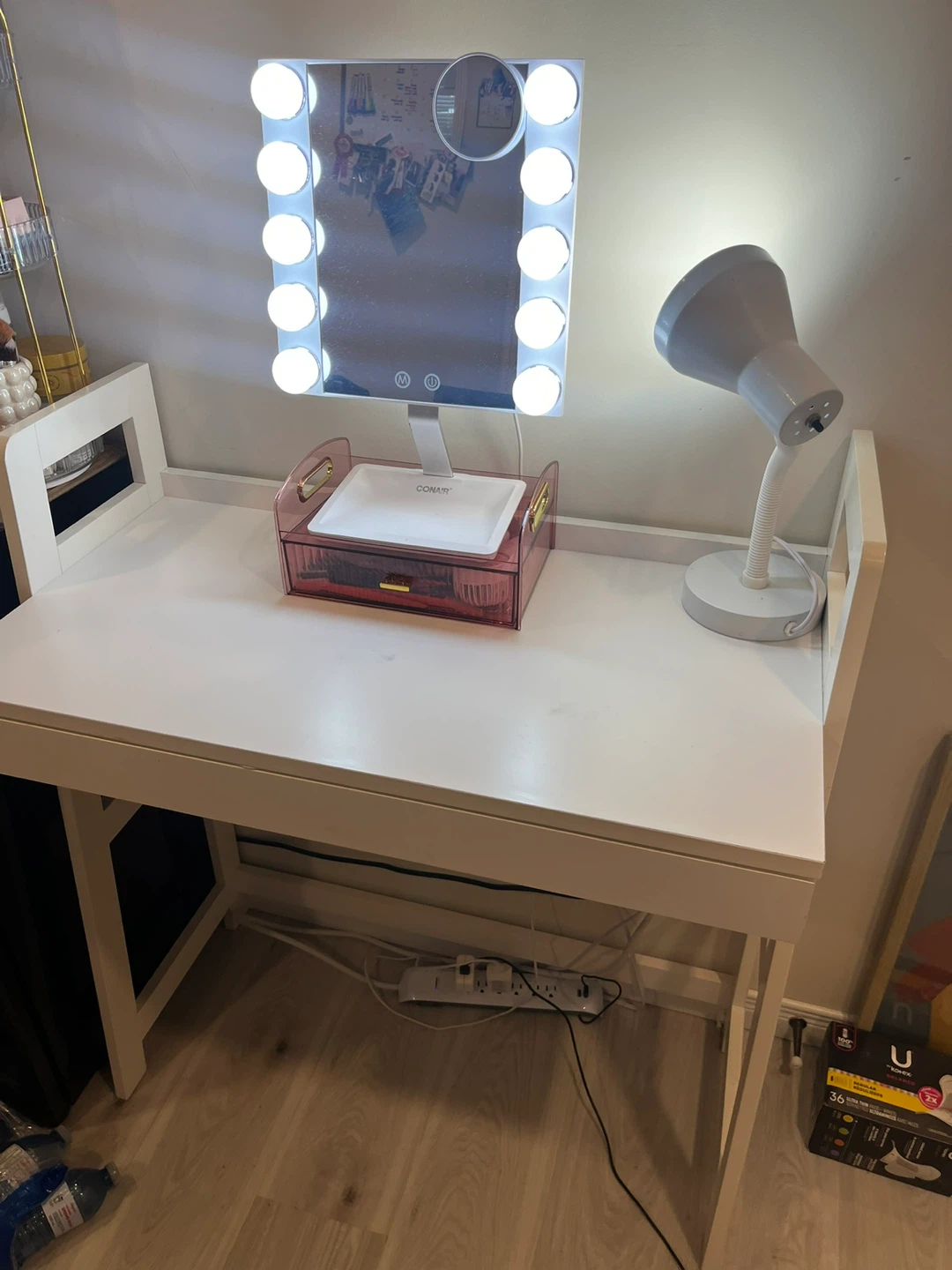 White Vanity Desk with Drawer