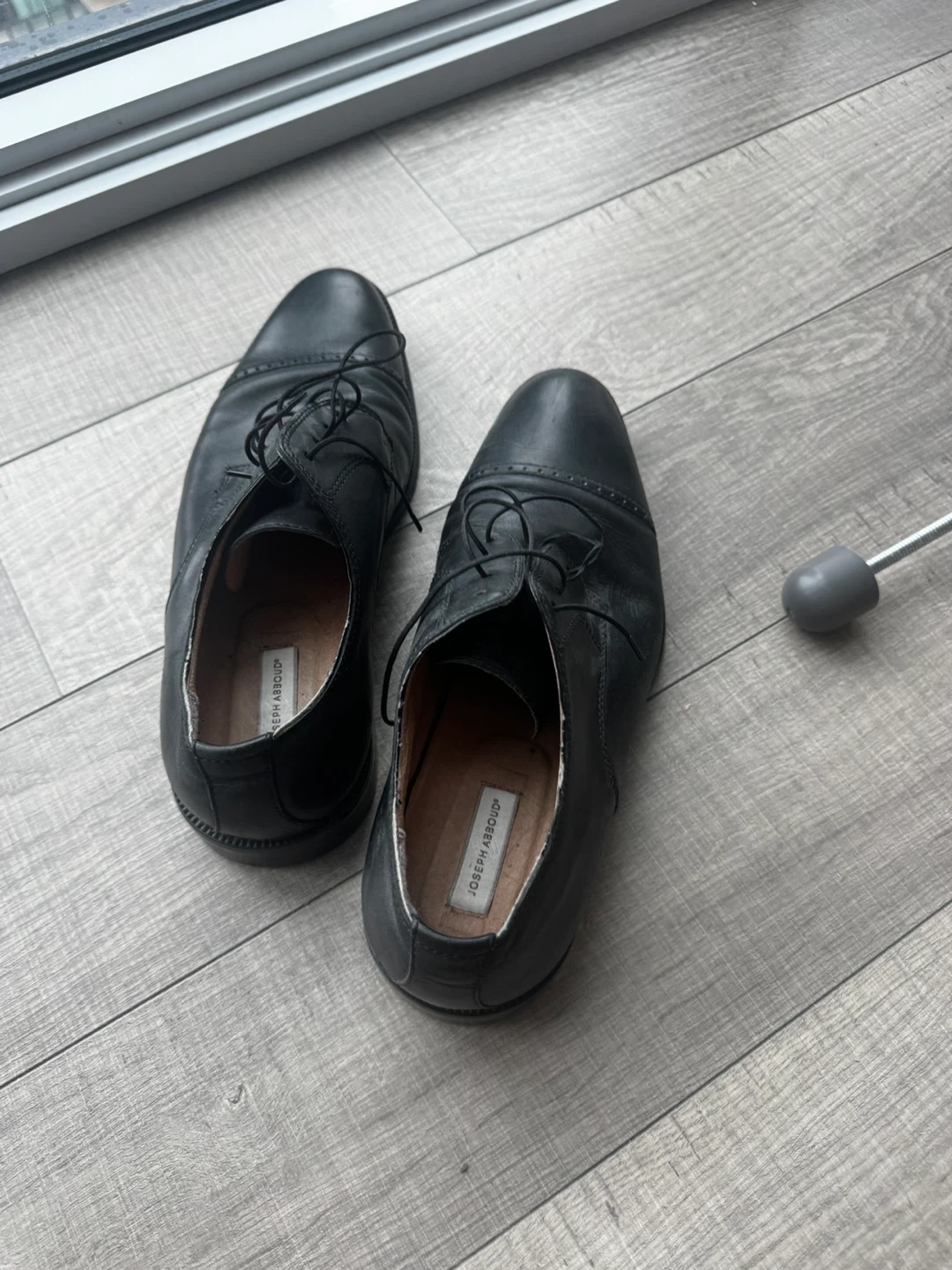 Joseph Abboud Black Leather Oxford Shoes - photo 3