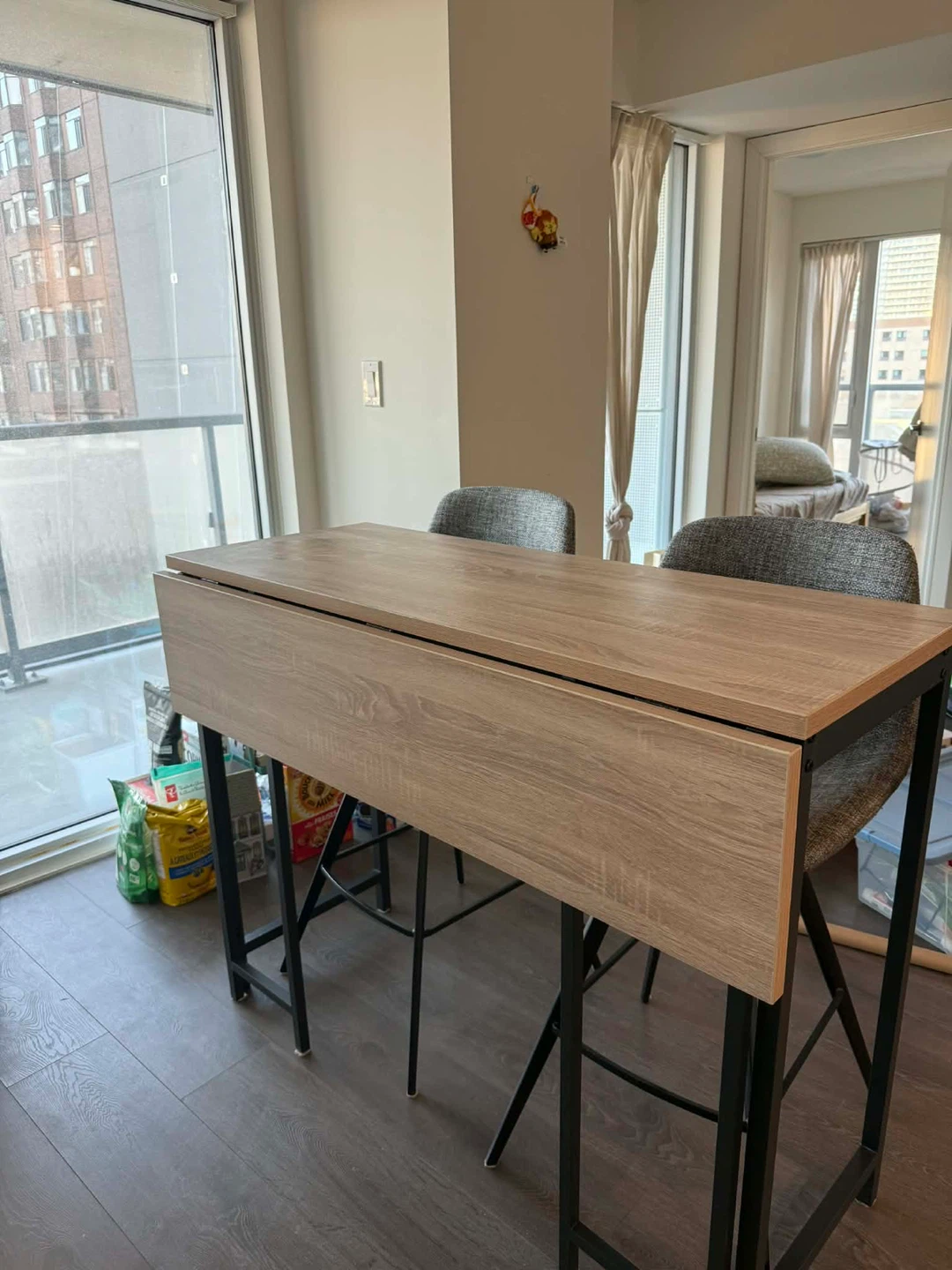 Drop Leaf Counter Height Table with 2 Bar Stool Chairs