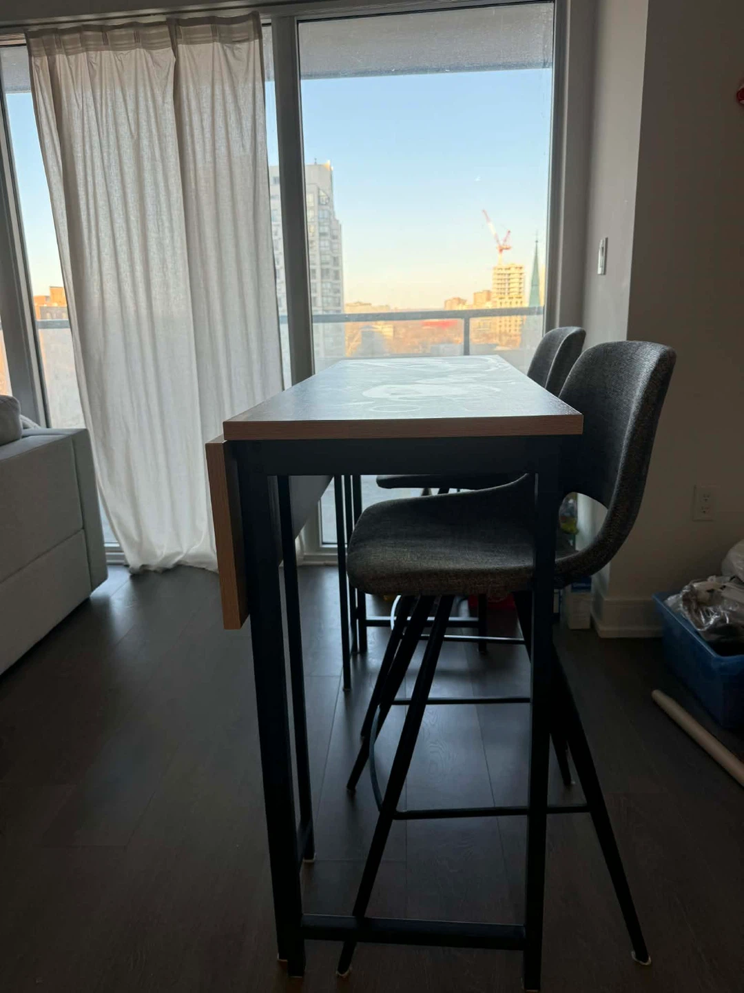 Drop Leaf Counter Height Table with 2 Bar Stool Chairs - photo 3