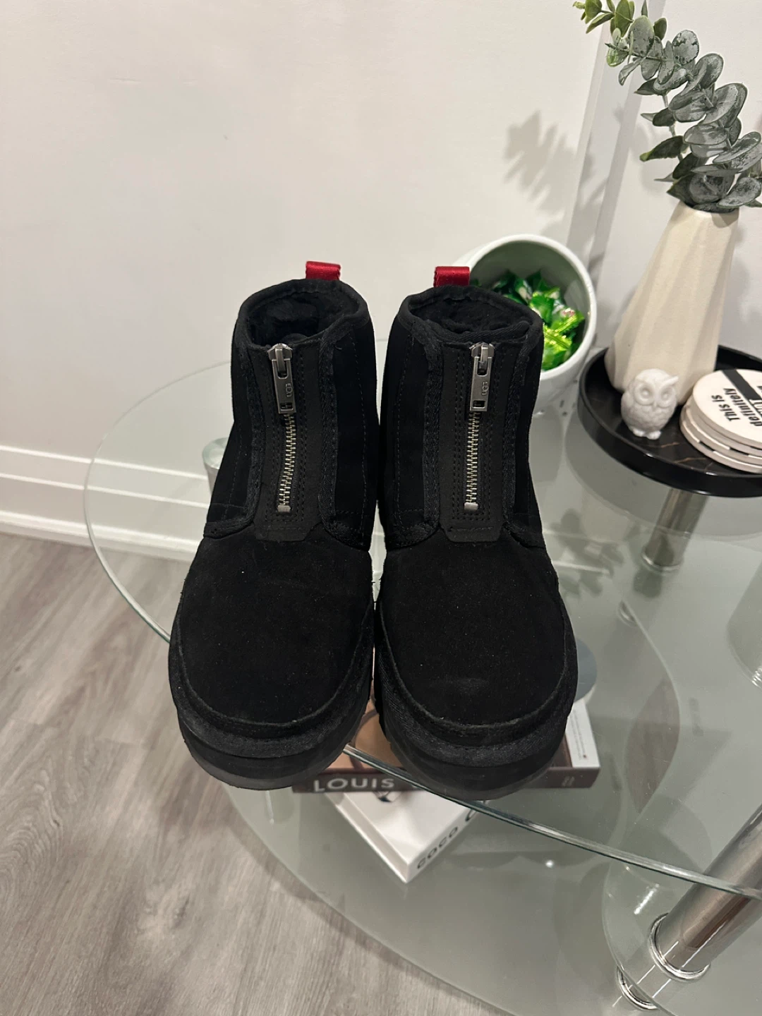 UGG Black Suede Zip Up Boots
