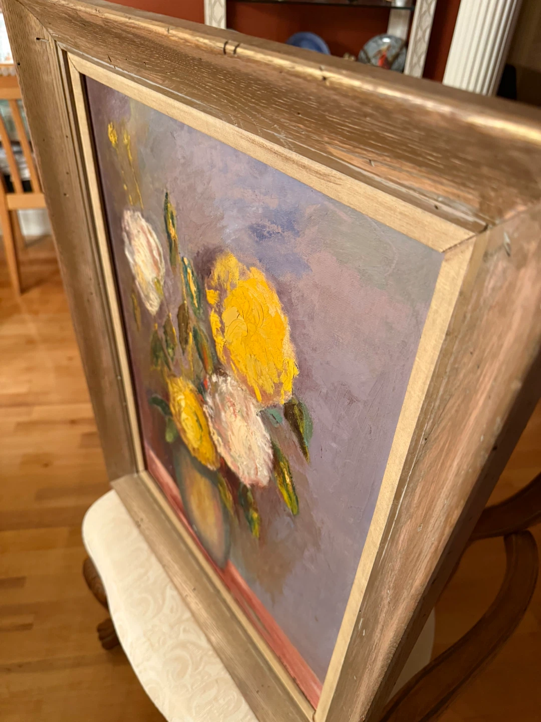 🥕Oil Painting of Yellow and White Roses in a Vase - photo 3