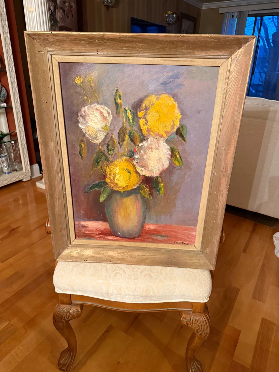 🥕Oil Painting of Yellow and White Roses in a Vase