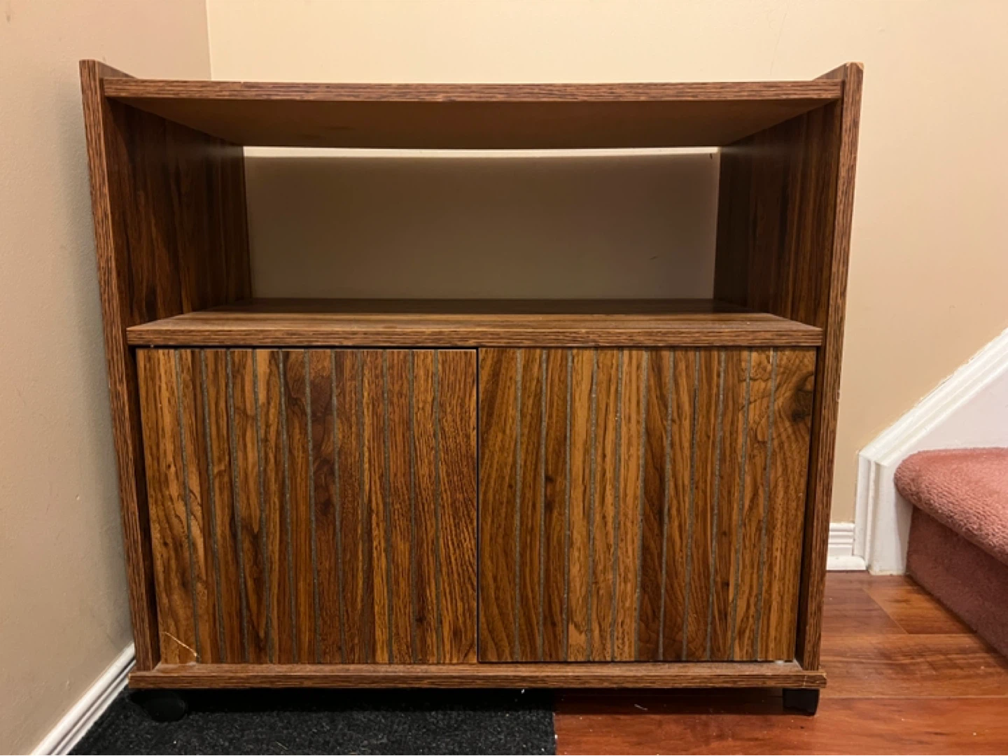 Versatile Wood Grain Storage Cabinet