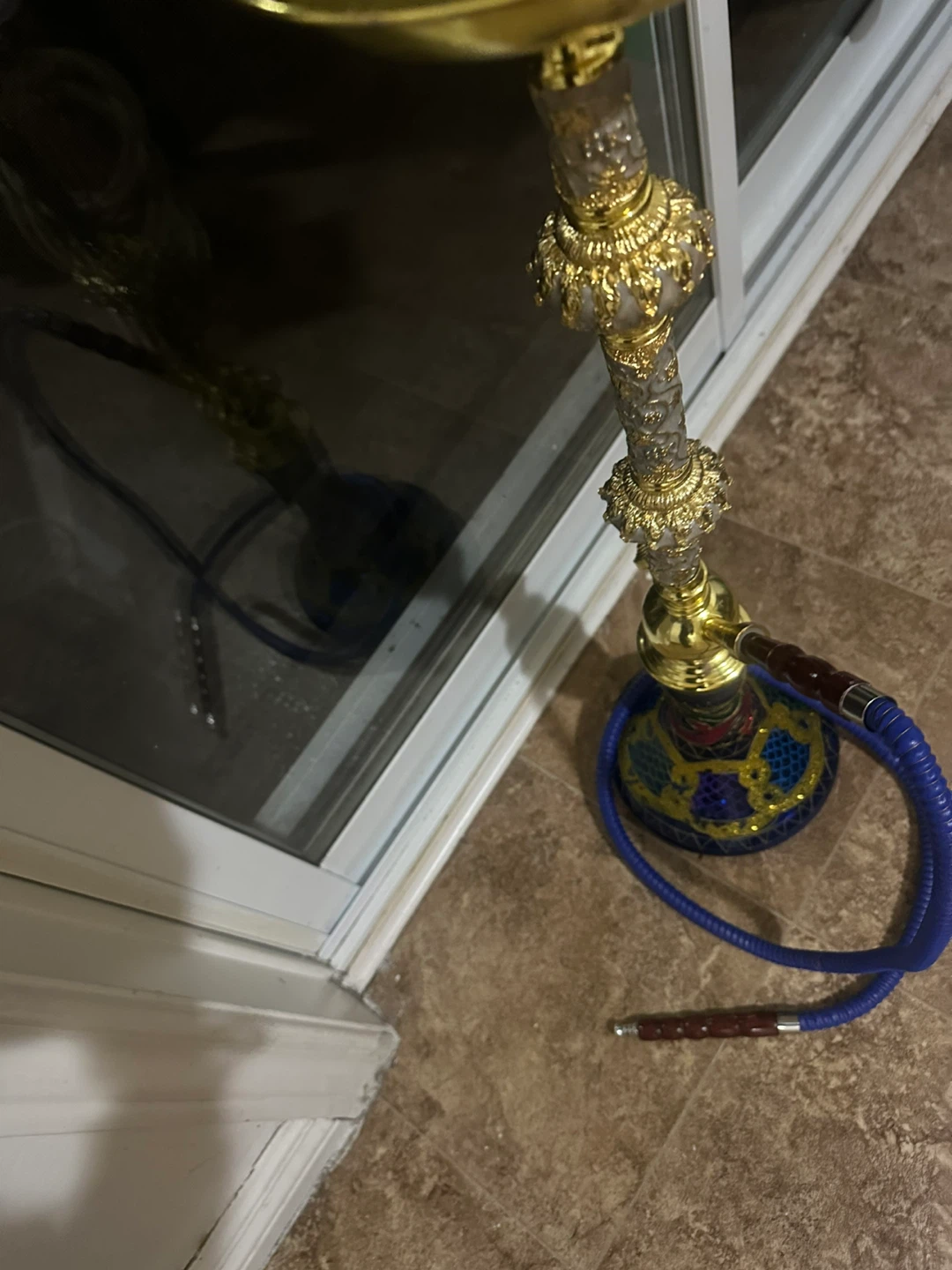 Decorative Hookah with Blue Hose