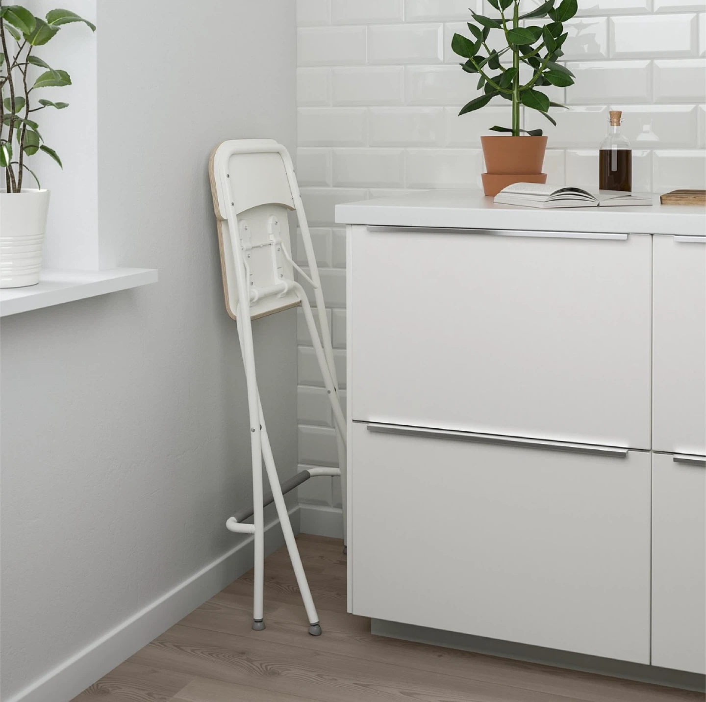 IKEA White Folding Bar Stool - photo 5