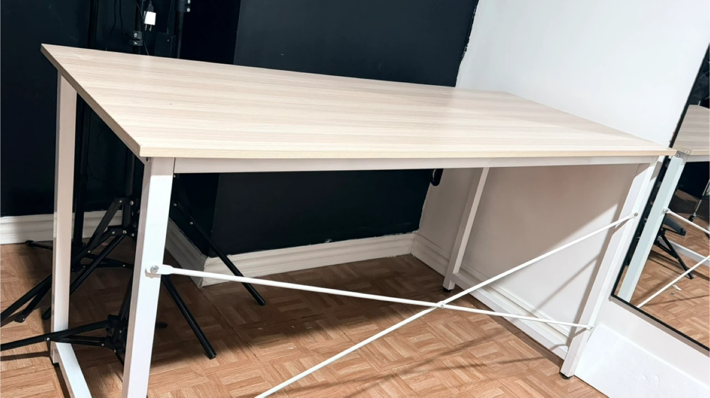 Light Wood Grain Desk with White Frame - photo 5